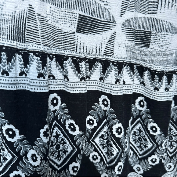 Maeve by Anthropologie Women S Dress Black White Geometric Print Modest Boho - Picture 4 of 11